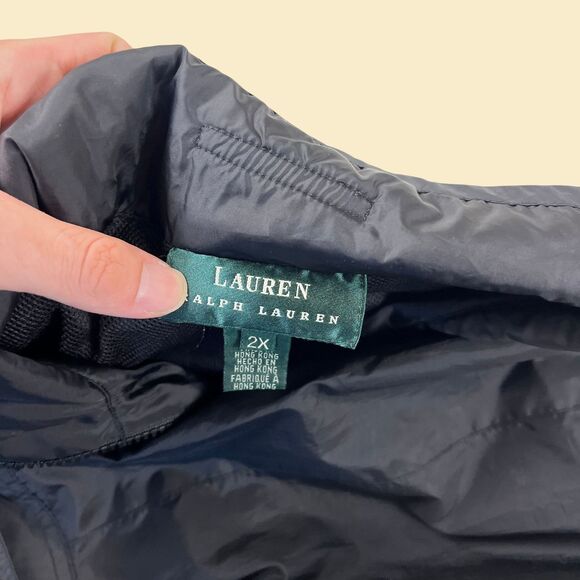 90s/Y2K black windbreaker by Lauren Ralph Lauren, size 2X zip up windbreaker - Picture 3 of 10